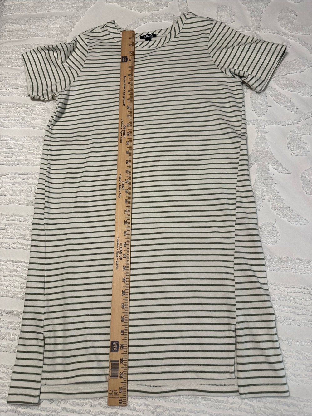 Buffalo David Bitton Ivory and Olive Striped Tee Dress - Picture 6 of 7